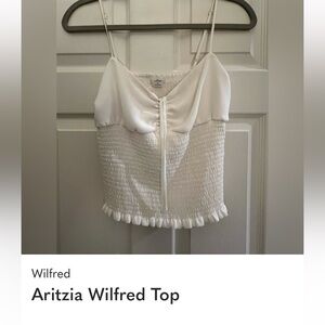 Wilfred White Smocked Satin-Trim Cami Top